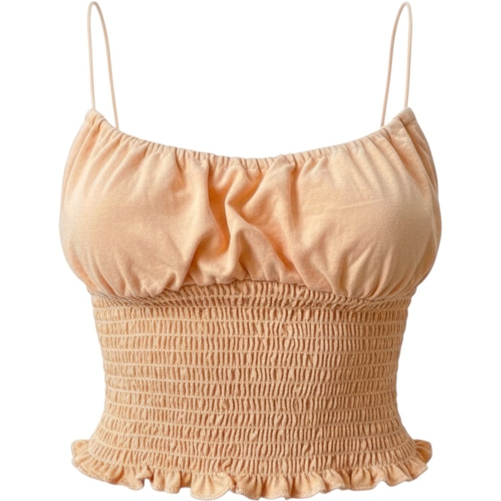 Urban Outfitters Smocked Crop Tank Top S Orange Spaghetti Strap Indie Festival
